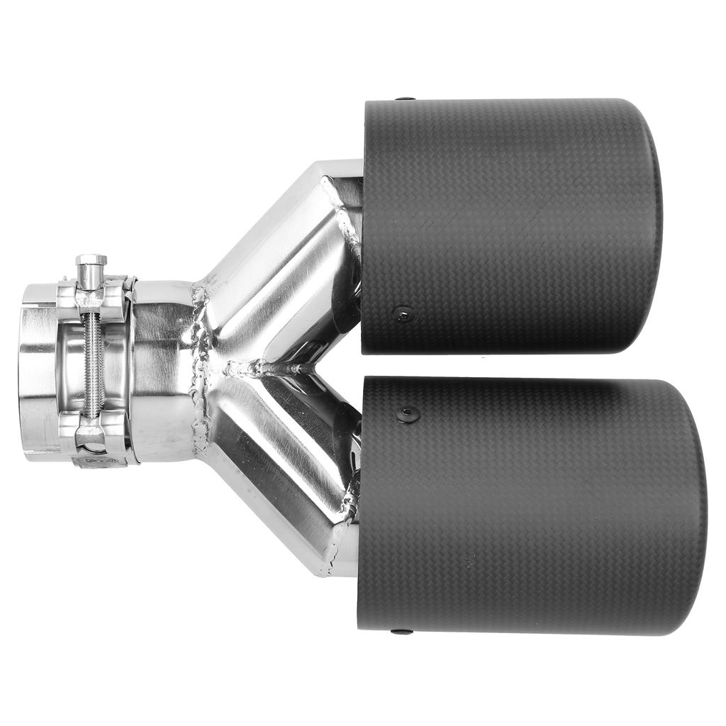 Matte Carbon Fiber Car Dual Exhaust Pipe Tail Throat Tip Stainless Steel Right Outlet
