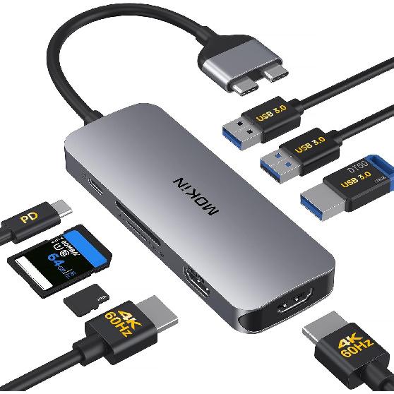 

Док-станция для MacBook Pro Air, USB C док-станция с двумя мониторами, концентратор-адаптер с двумя HDMI для Mac MacBook Pro с 2 HDMI(4K @60 Гц), 3 USB3.0, SD