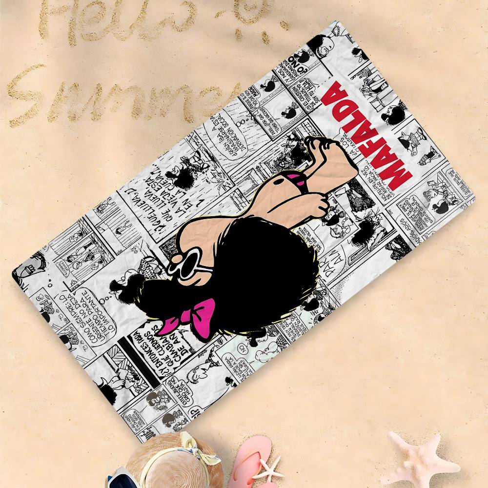Cartoon Mafalda Microfiber Printed Beach Towel Mountain Climbing Yoga Beach Swimming Running Absorbent Soft Towel