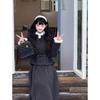 Autumn and Winter Women's Elegant Suit Wool Collar Double-breasted Coat and High Waist Pleated Skirt