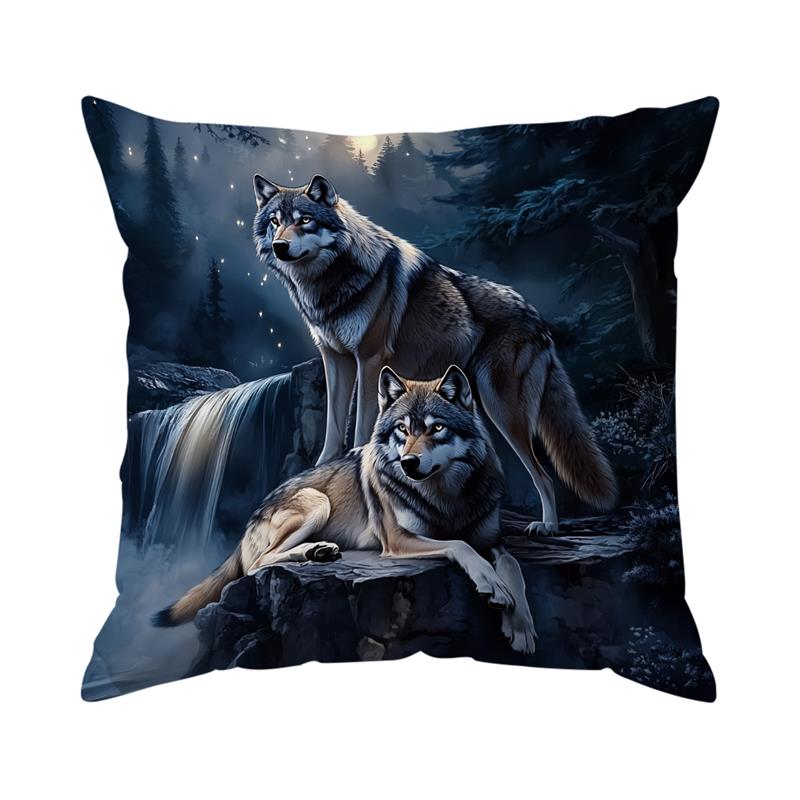 Short Plush Material Pillowcasethe Wolf King In Winter Pillowcase Print Throw Cushion Pillow Cover Printing Cushion Pillow Case