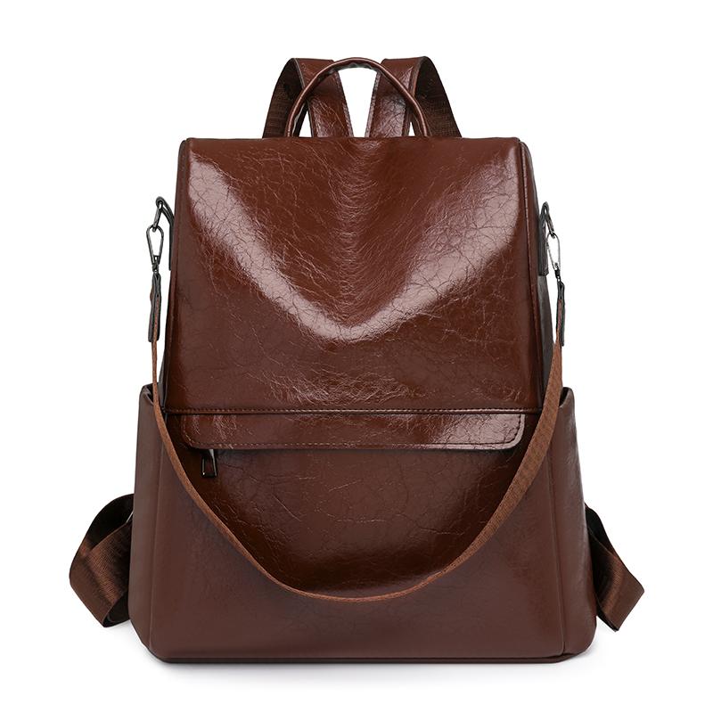 

Женский ретро рюкзак из мягкой кожи, многофункциональный рюкзак, школьная сумка кофейный