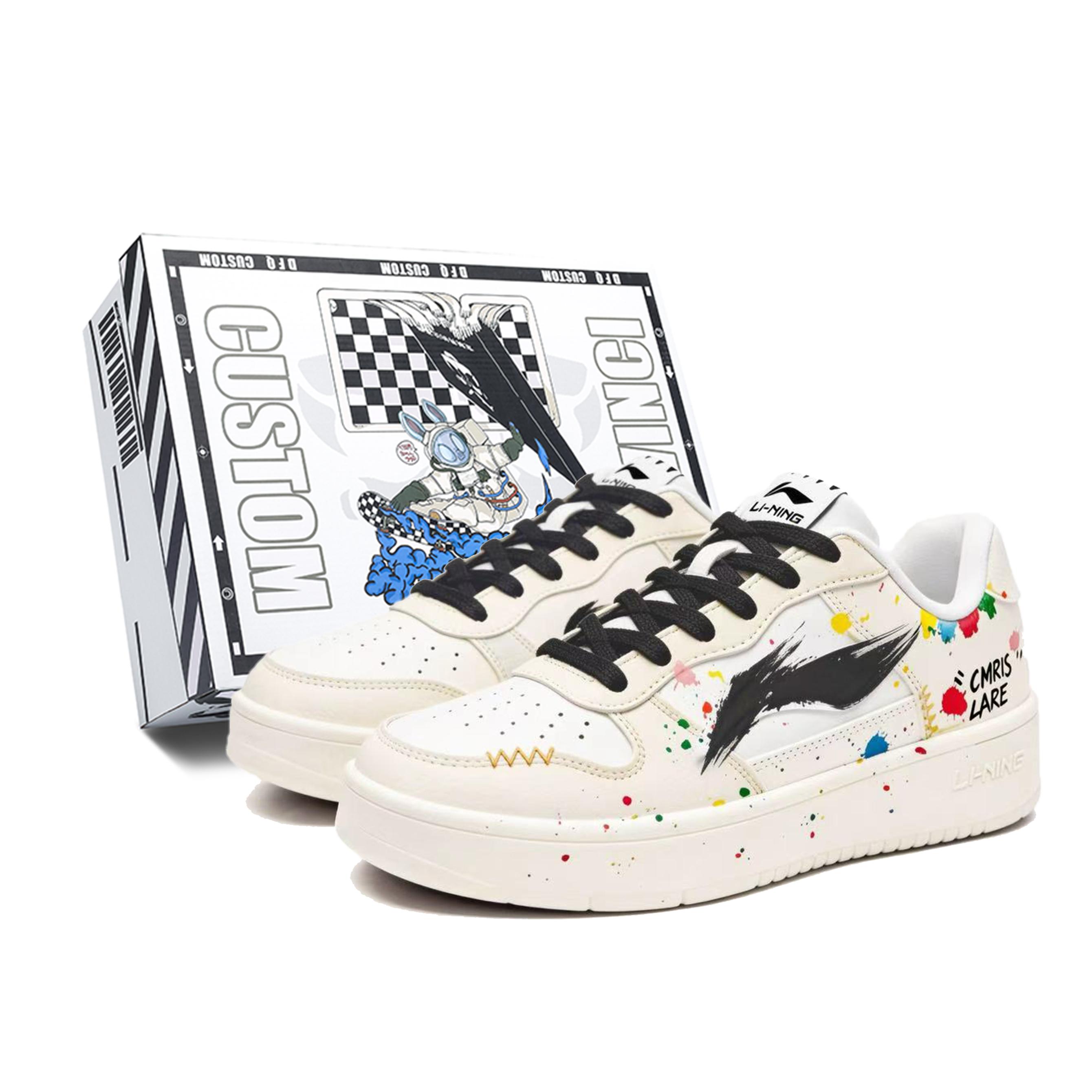 

Li Ning Floating Boat Ink Wash Multicolor, Box Abrasion Resistant Slip Resistant Low top Skateboard Shoes Women s AGCS420-6(TeamM--BOX) 35