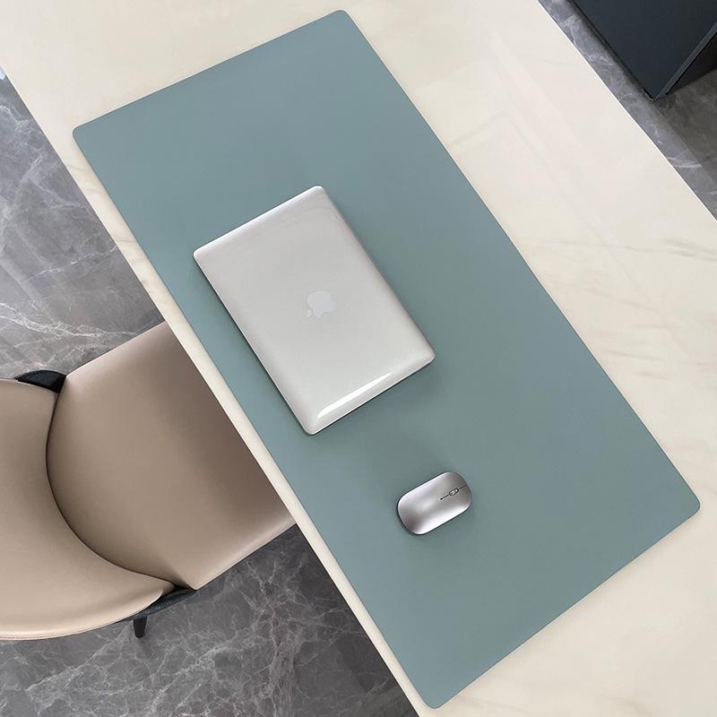 

Women s Ultra-Large Leather Desk Pad for Mouse, Keyboard & Laptop Thick Light Blue Single Side + Velvet Bottom