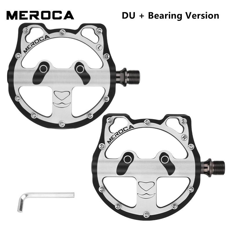 

MEROCA Bicycle Pedal Cartoon Panda Shape DU+Bearing / 3-Bearing Aluminum Alloy Pedal For Folding Bike MTB Road Bike ME Panda DU Bearing