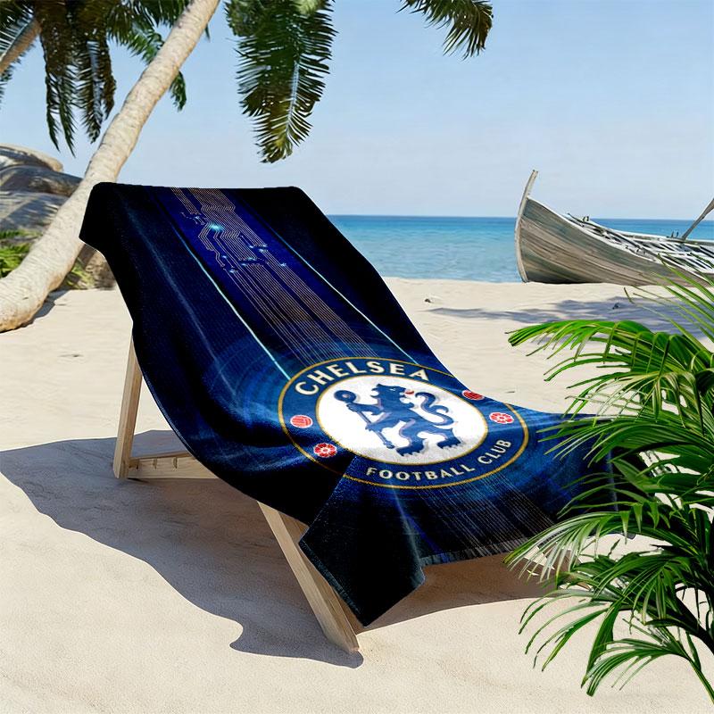 Chelsea F Print Strandtuch, Großes Weiches Schnelltrocknendes Handtuch für Strand Camping Schwimmen