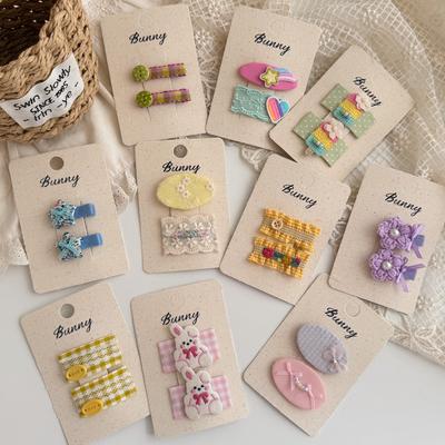 Handgefertigte Spitzen-Haarspangen Haarclips Karomuster Floral Süße Mädchen Haarnadeln BB-Clip Kinderkopfschmuck Kinder Haaraccessoires Kopfschmuck