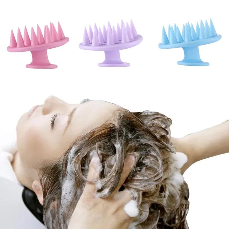 1pc Portable Silicone Head Massage Brush, Deep Cleansing Scalp and Hair Care Brush, Massage Shampoo Brush, Shower Brush