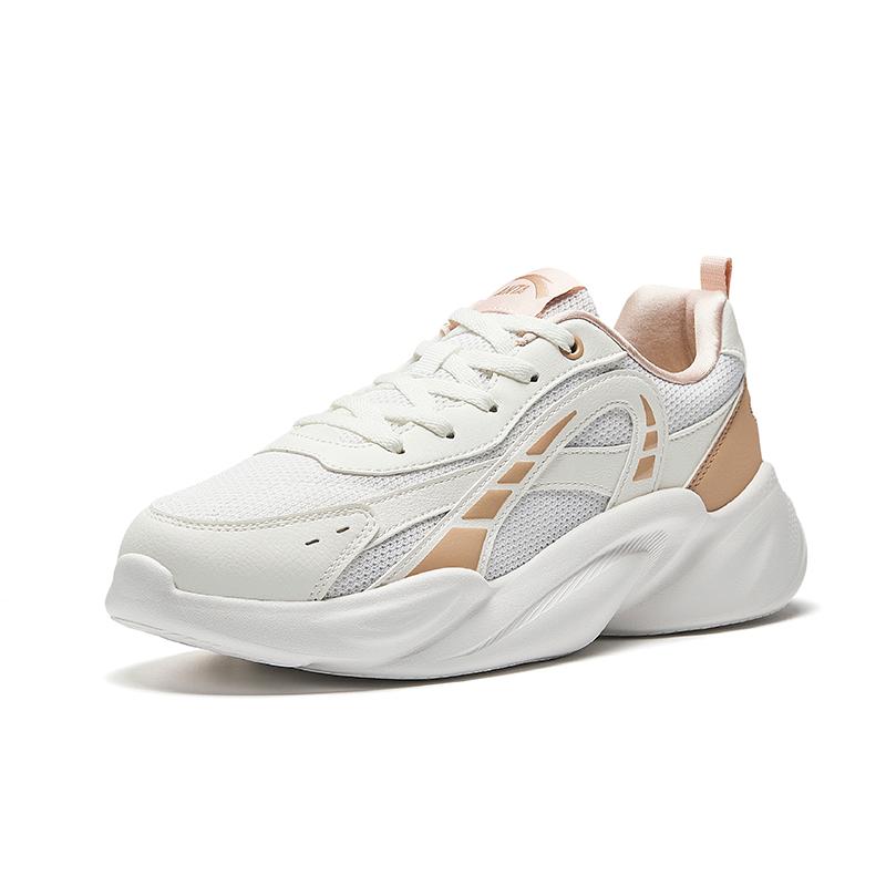 Anta Slip Resistant Breathable Abrasion Resistant Low Top Casual Shoes Women's White Brown 922528817Q-1