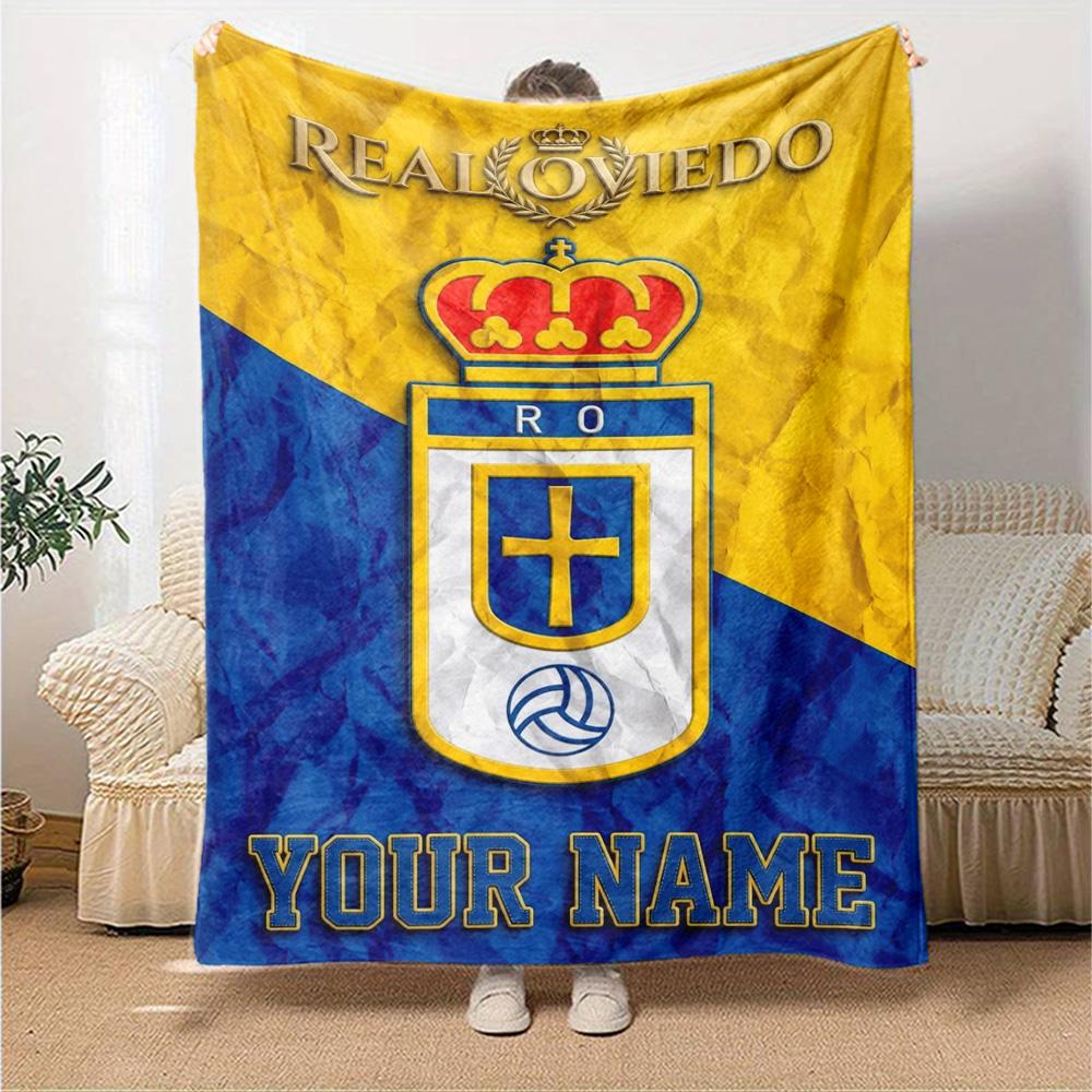 Name Custom Real Oviedo Print Flannel Blanket High Quality Warm Comfortable Cover for All Seasons Perfect for Gifts Home Decor
