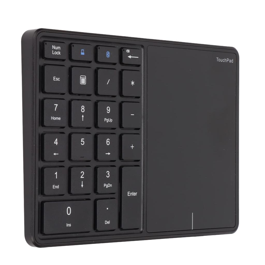 Vbestlife 22-Key Wireless Numeric Keypad with Touchpad, Wireless BT4.2 Rechargeable, Compatible with iOSWindows (Black)