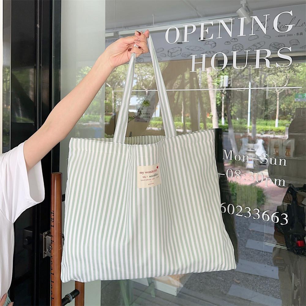 Stylish Striped Canvas Shoulder Bag For Daily Commutes And High-quality