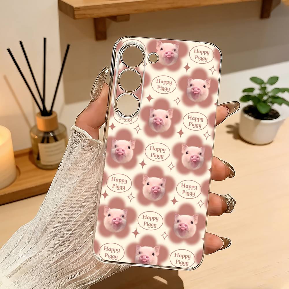 Lovely Cute Piggy Phone Case For Samsung A10 A12 A31 A40 A70 Transparent Cover