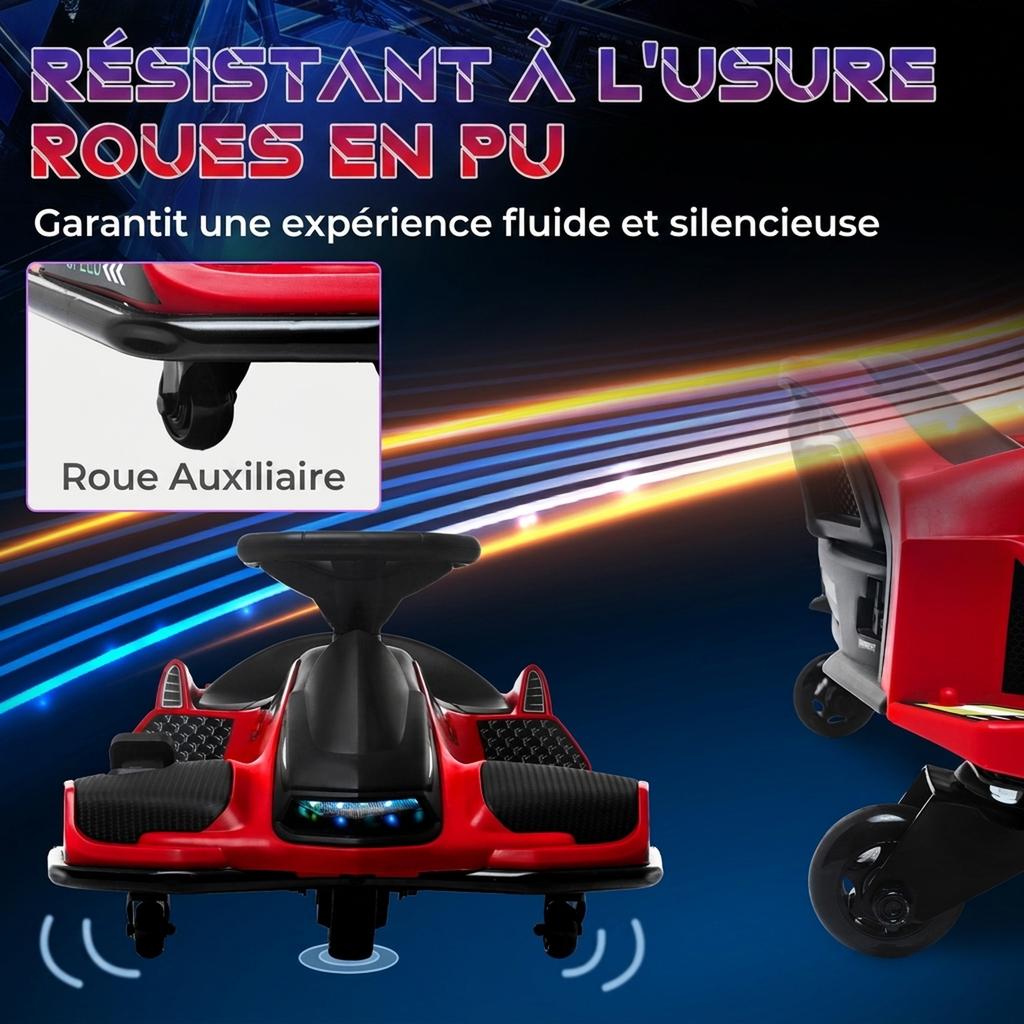 Go-Kart Elettrico per Bambini, 12V, Modalità Drift, Età 8-12 Anni, Rosso