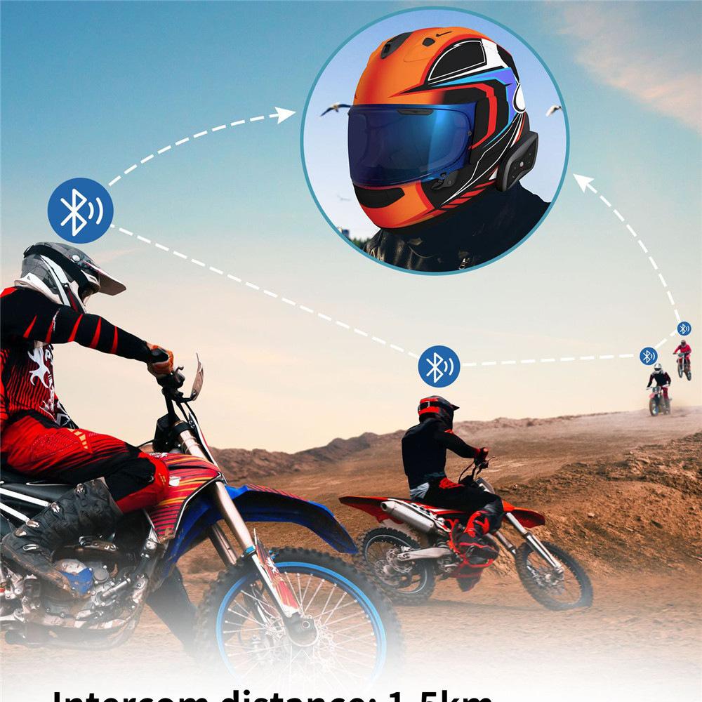 T6 PLUS Motorcycle Helmet Bluetooth Headset Full Duplex Riding Bluetooth Intercom with A Maximum Distance of About 1500 Meters