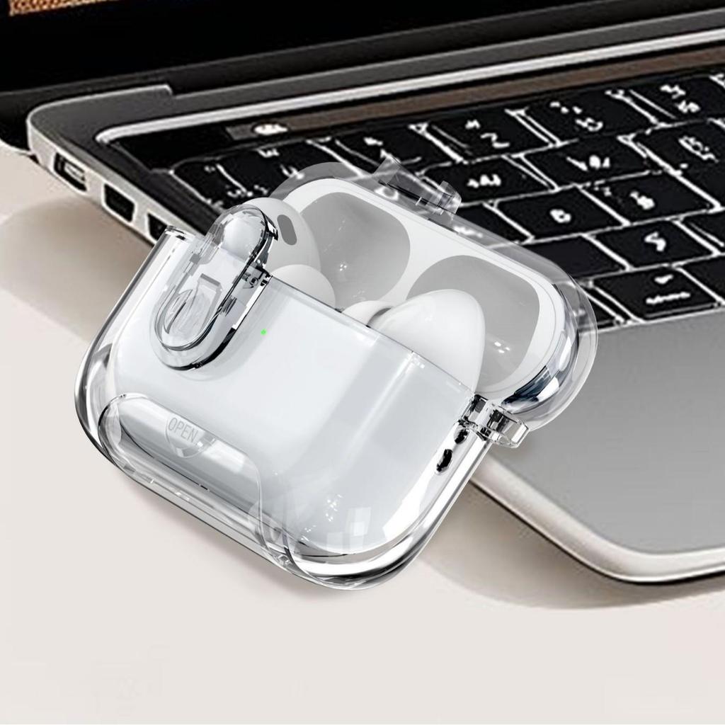 Transparent Protective Case for AirPods Pro 2: Anti-Fall, Manual Opening