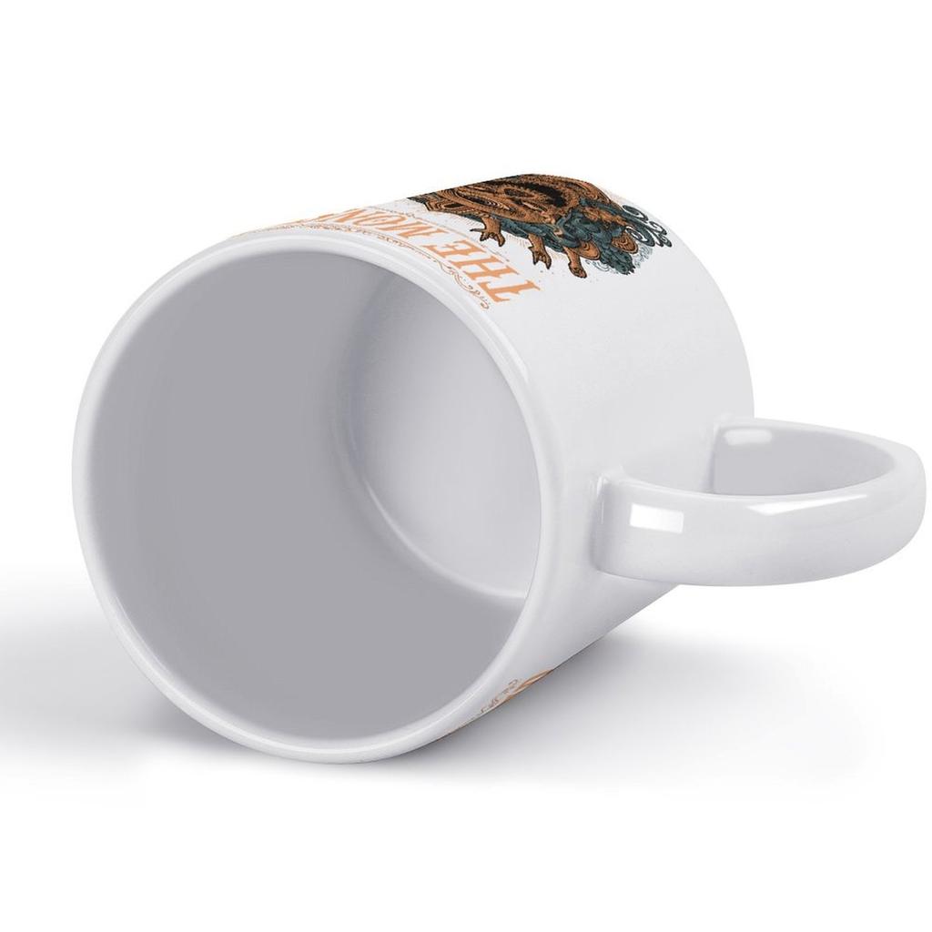 11oz White Ceramic Cup with Glossy Finish and Printed Sides, Perfect for Warm Tea, Cocoa and Daily Coffee Enjoyment