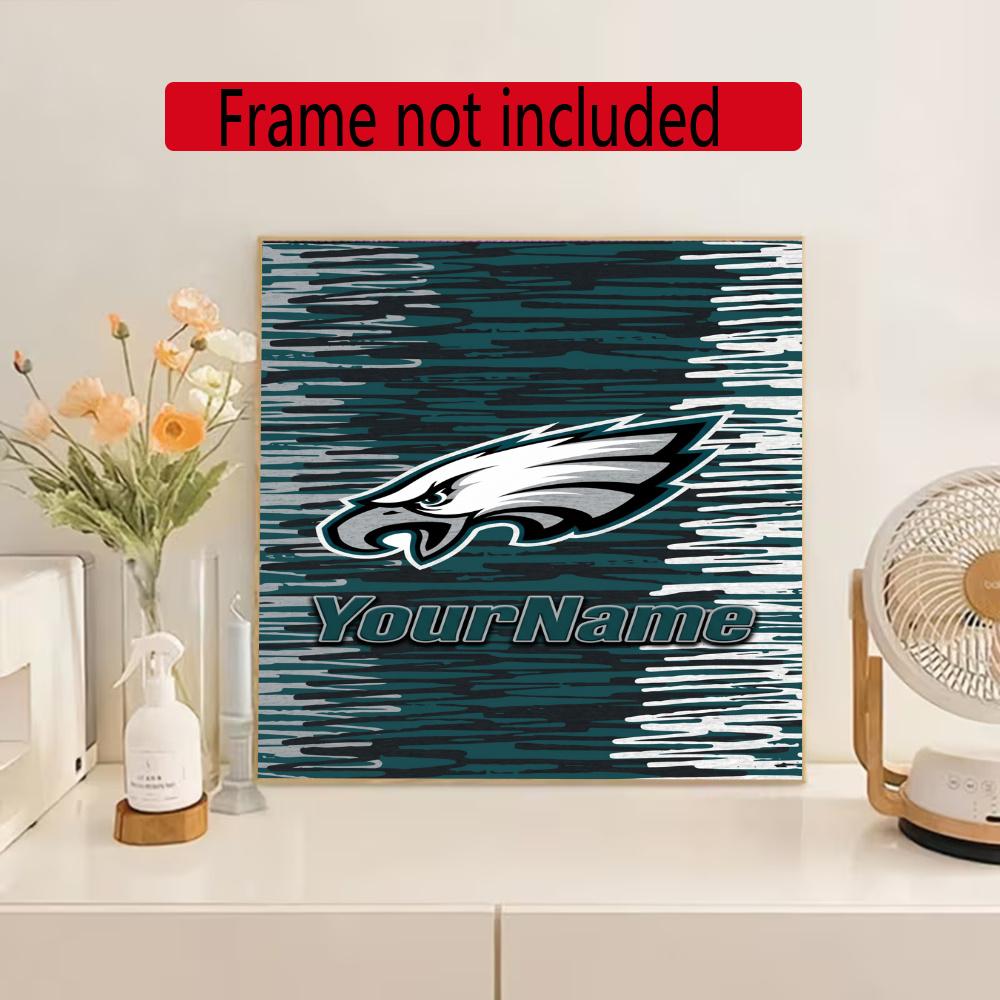 Philadelphia Eagles Personalized Text Diamond Painting Round Diamond Mosaic Rhinestones Diamond Embroidery Craft Kit Wall Decor Without Frame