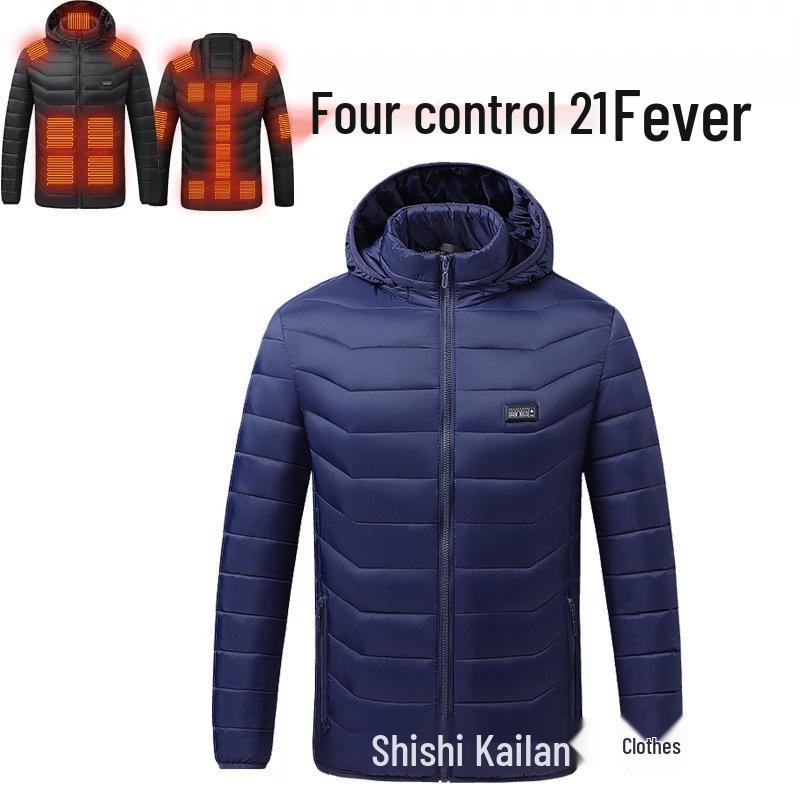 USB Heated Cotton Coat with Four-Zone Heating for Autumn and Winter