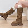 Retro Fashion Maillard Trouser Boots Women's 2025 Autumn and Winter New Handsome Small Thick-soled Fried Street Boots