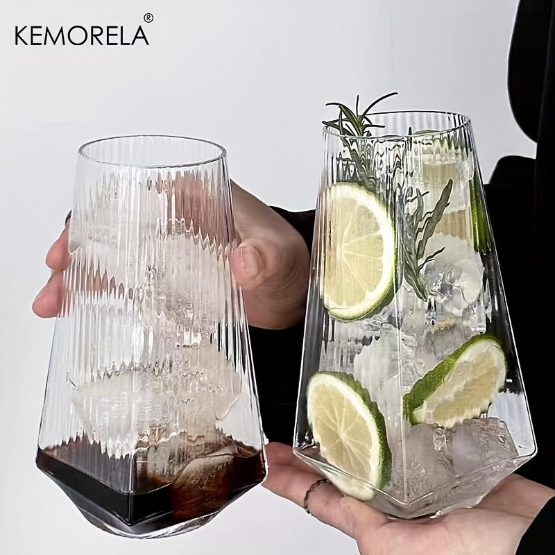 KEMORELA 500ML Vertical Geometric Highball Glass Modern Cocktail Drinking Glass for Water Beer Juice - Practical & Stylish