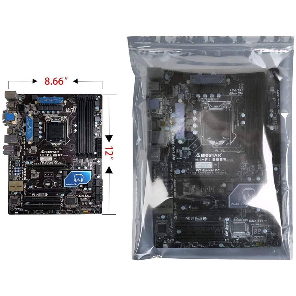 Mollytek Bag with HDD SSD Translucent Large ESD Shield Motherboard Graphic Board Antistatic Bag Anti-Static Bag, Anti-Static Zipper, Storage, Reuse,