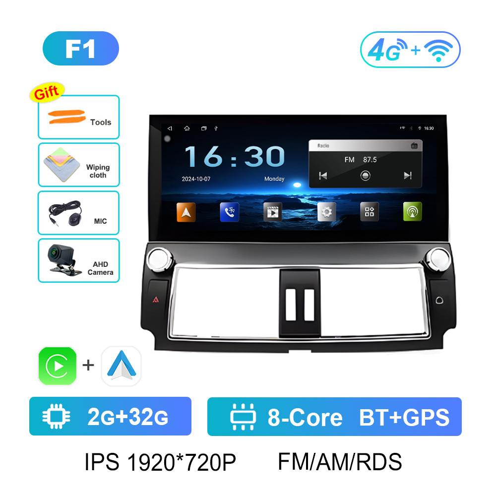 For Toyota Prado 2014 GPS Navigation Android Intelligent System Car Multimedia Video Radio Player Wireless Carplay Touch Screen