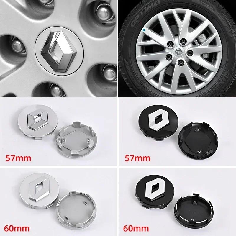 4PCS 57mm 60mm Car Tire Center Hub Cap Logo Sticker Rim Cap Badge For Renault Megane 2 3 Clio 4 Trafic Captur Emblems Kangoo SH4U