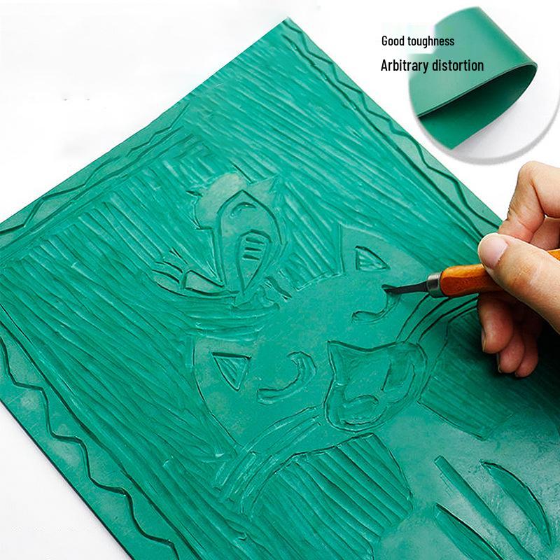 Green Soft Rubber Engraving Plate for Printmaking - Multi-Specification DIY Rubber Plate