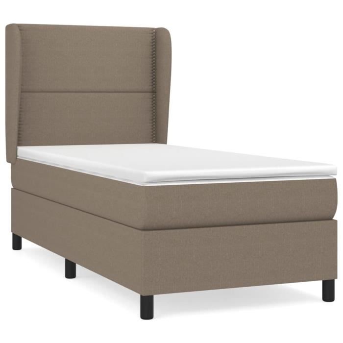 3127857 vidaXL Divan Bed with Mattress Taupe 90x200 Cm Fabric
