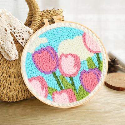 Yousheng Punch Stitch Kit Healing Weave Punch Stitching Kit for Adults Kids DIY Punch Needle Embroidery Set with Tools Yarns Hoop for Beginners