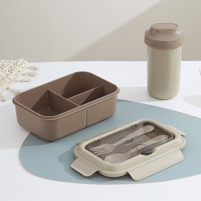 Lunchbox aus Edelstahl im nordischen Stil mit Gabel und Löffel, mikrowellengeeignet