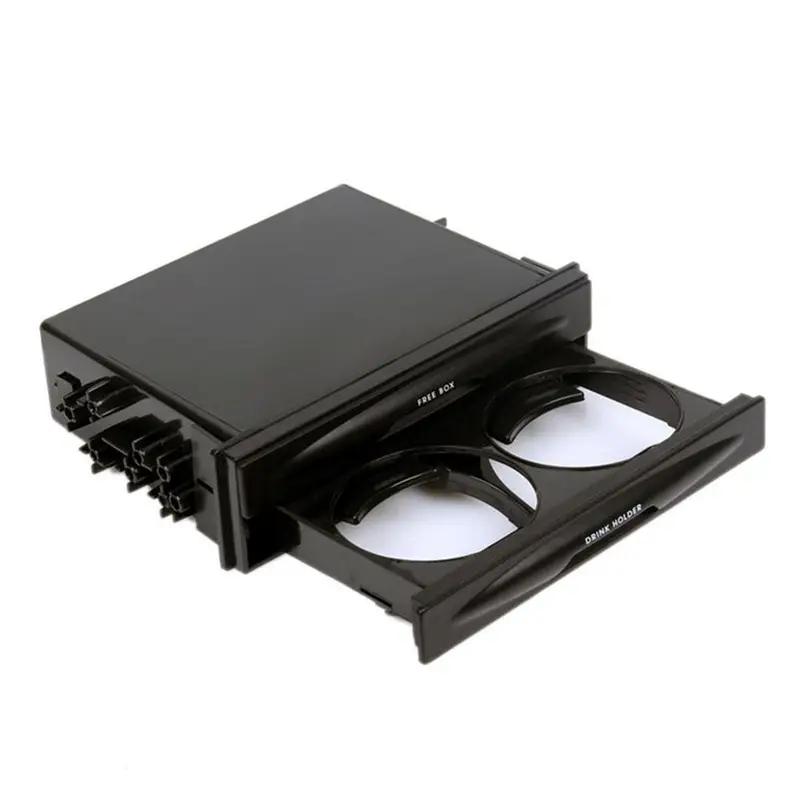 2 In 1 Car Radio Storage Box Multi Purpose ABS Universal 1DIN 2 Layer Cup Holder For Collecting Items Car Radio Black Cup Holder