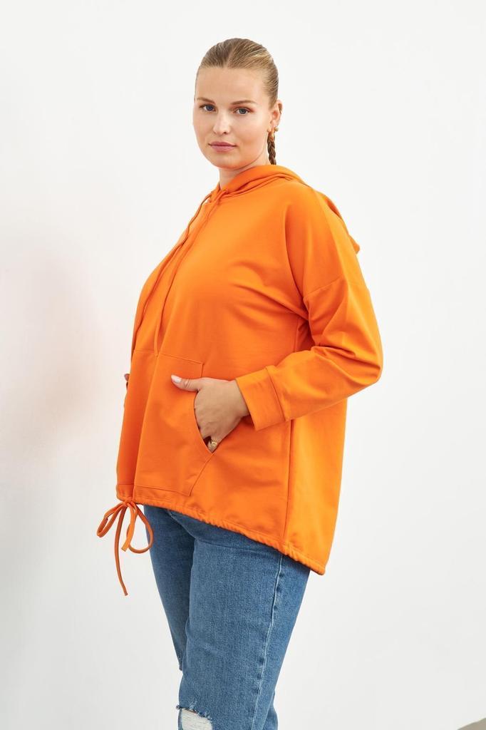 Stil pentru femei Hanorac Mărime Mare Portocaliu cu Glugă