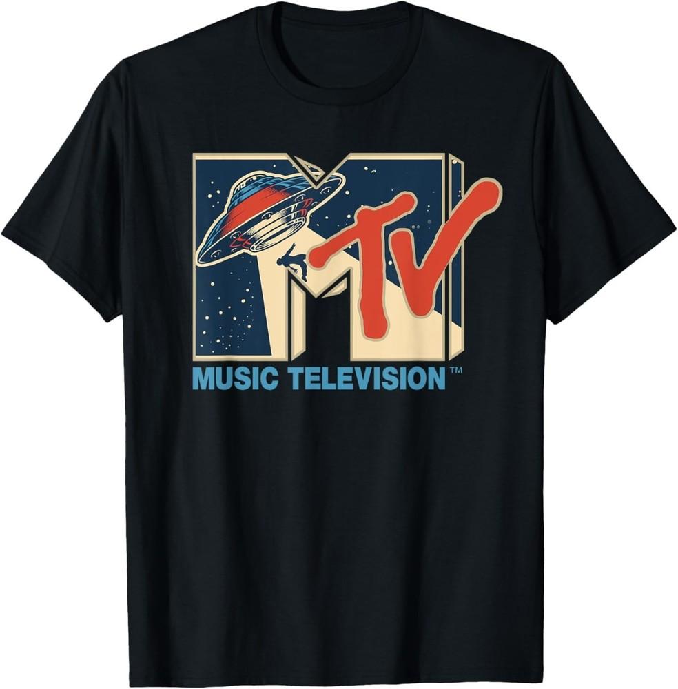 MTV Logo Alien UFO Space Ship Teleporting Beam In Space MTv T-Shirt Unisex T-Shirt L