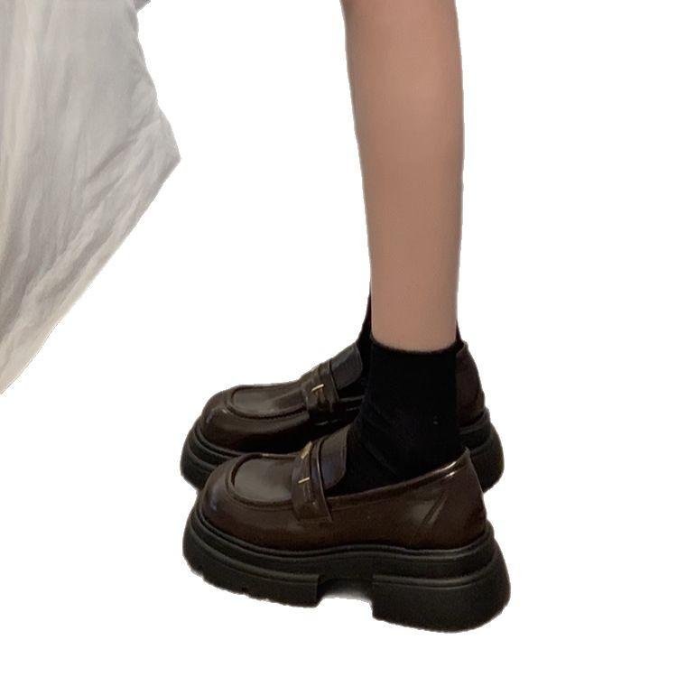 British style platform loafers women's 2025 spring and autumn new commuter retro high-end black versatile small leather shoes