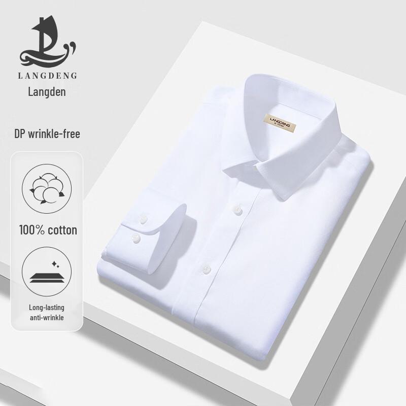 

Langdeng Men s Wrinkle-Free Pure Cotton Long-Sleeve Shirt 42 (180/100A)