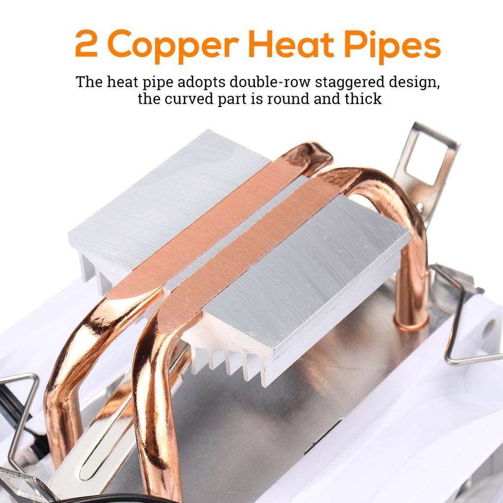 12V DC 3Pin/4Pin RGB LED CPU Cooler 2-Heatpipe Dual Tower Fan Cooling Heatsink Radiator for Intel LGA 775/1150/1151/1155/1156/1200/1366