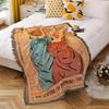 Retro American Style Woven Tapestry Throw Blanket: Casual Decorative Blanket for Bed or Sofa, Ideal for Camping