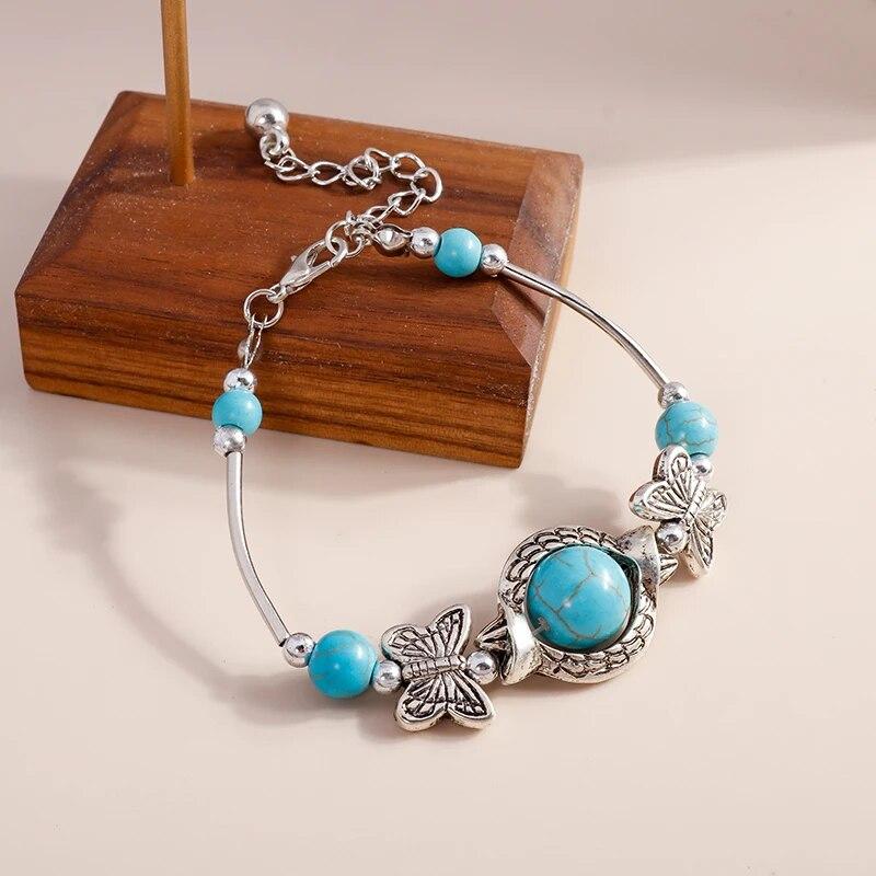 Tenande 2 Color Vintage Natural Stone Beads Hamsa Hand Evil Eye Bracelets & Bangles for Women Jewelry Bohemian Maxi Bijoux