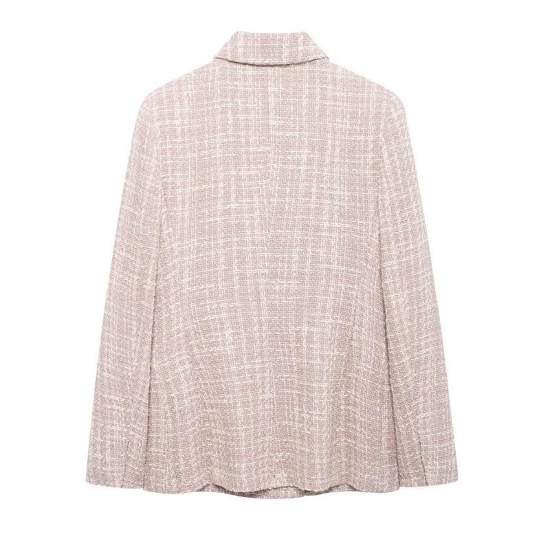 Autumn Double-Breasted Textured Office Jacket - Women's Fashion Suit with Small Fragrance Style