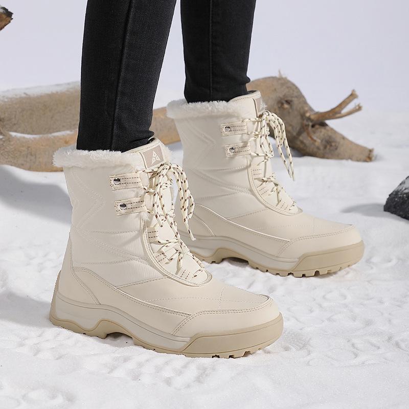 Winter Snow Boots Plush Warm Cotton Shoes Wear-resistant Windproof Sports Outdoor High-top Lace-up Boots Large Size