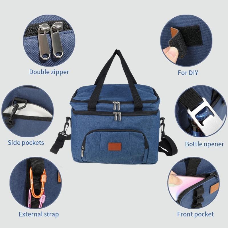 Large Capacity Outdoor Picnic Coolers Bag For Food Freshness Waterproof Oxfords Fabric Adjustable Shoulder Strap