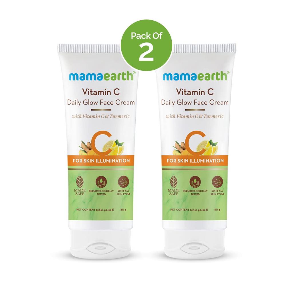 Mamaearth Vitamin C Glow Face Cream With Turmeric - Brightening Moisturizer For Radiant Skin - Pack of 2