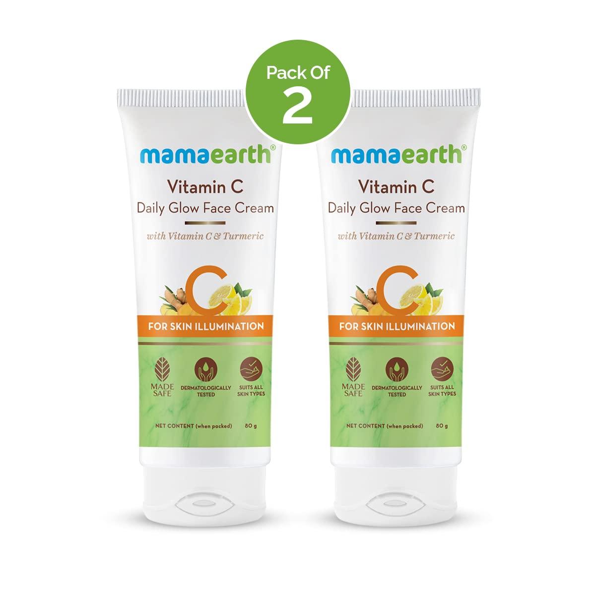 

Крем для лица Mamaearth Vitamin C Glow с куркумой - Осветляющий увлажняющий крем для сияющей кожи - Упаковка 2 шт.