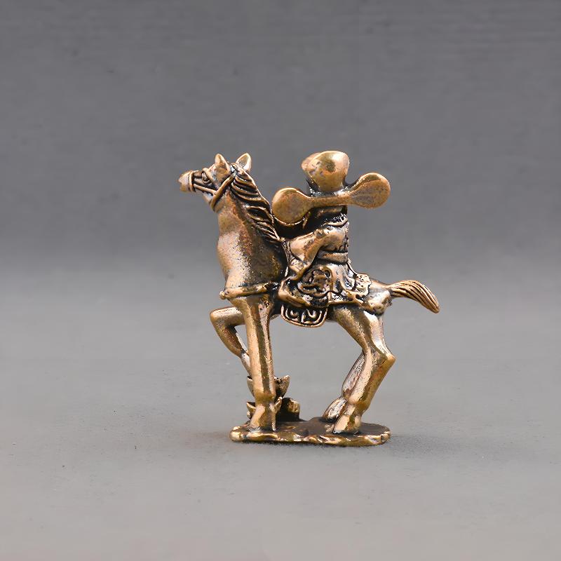 Brass The God Of Wealth Riding Horse Home Decor Miniature Figurine Lucky Zodiac Animal Ornament Statues