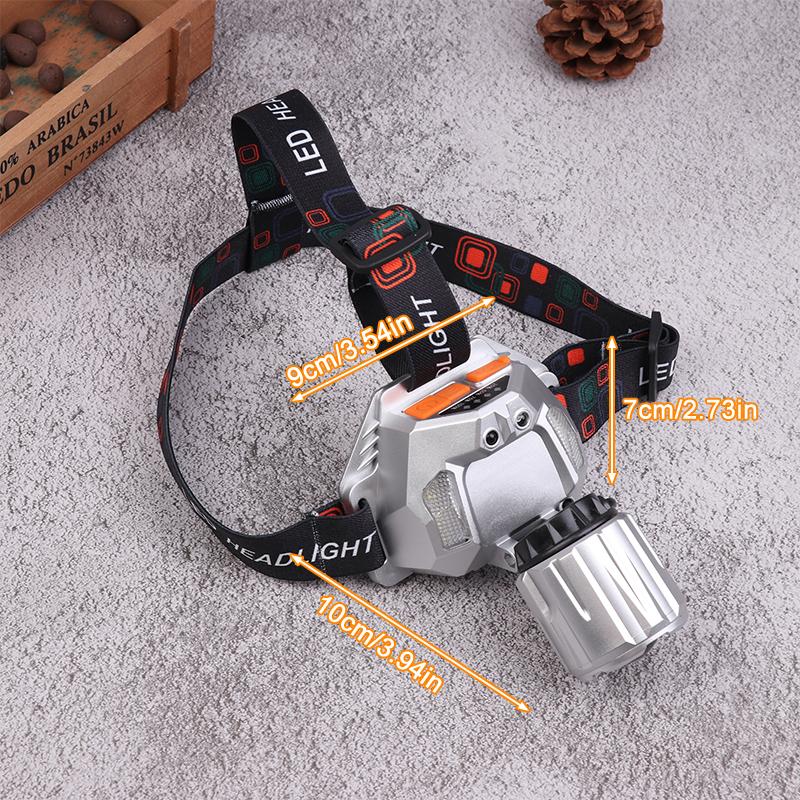 Hohe Leistung Rot/Weiß/Gelb/Blau Licht Vier Lichtquellen USB Wiederaufladbare Stirnlampe Outdoor Langstrecken Notfall-Stirnlampe