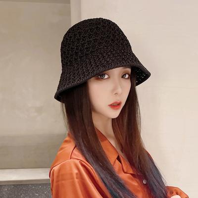 Neuer Sonnenschutz Einzelfarbig Ausgeschnitten Faltbare Strandkappe Damen Strohhüte Sonnenhut Eimerhüte