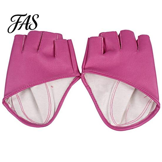 Lady Fashion Faux Leather Half Finger Gloves Driving Pole Dancing Show