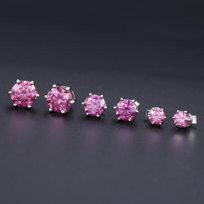 Boucles d'oreilles Clous Polyvalentes 0,5-2 Carats Moissanite Arc-en-ciel pour le Quotidien Argent Sterling S925 Boucles d'oreilles Clous Moissanite Colorée